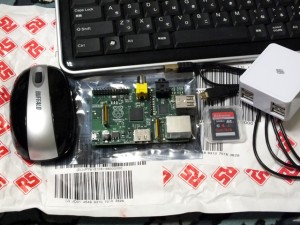 Raspberry Pi, SDHC4GB(Class10), MicroUSB Cable, AC Adapter, Mouse, KeyBoard