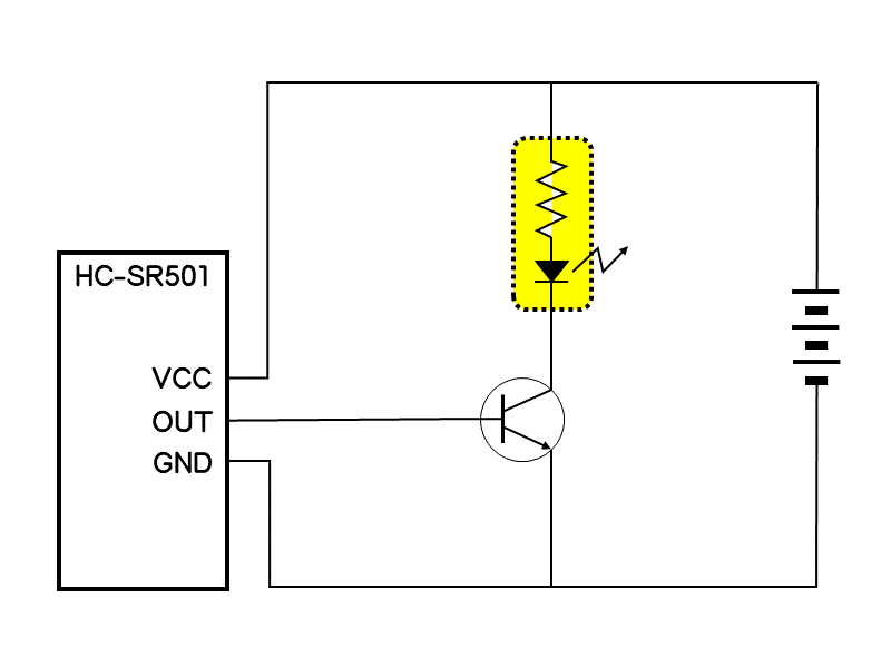 HC-SR501を使った回路例